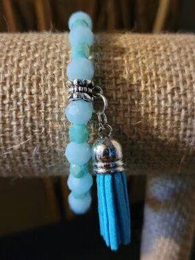 Chic Blue, Green and Bronze Wrist Wraps with Charms